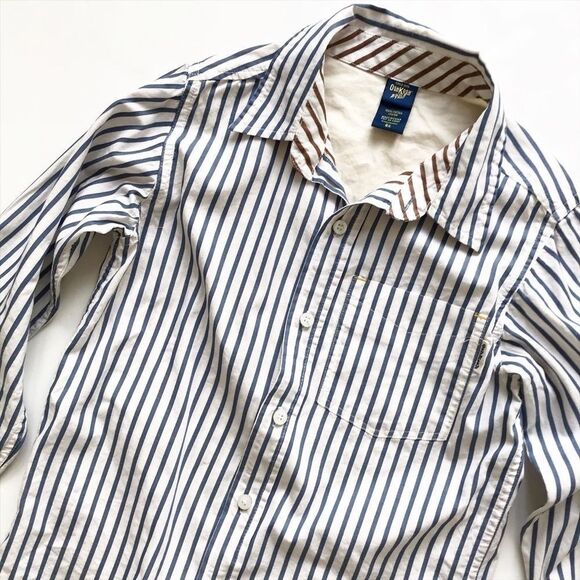 Oshkosh blue/white stripe button down shirt EUC 6X - Picture 2 of 4